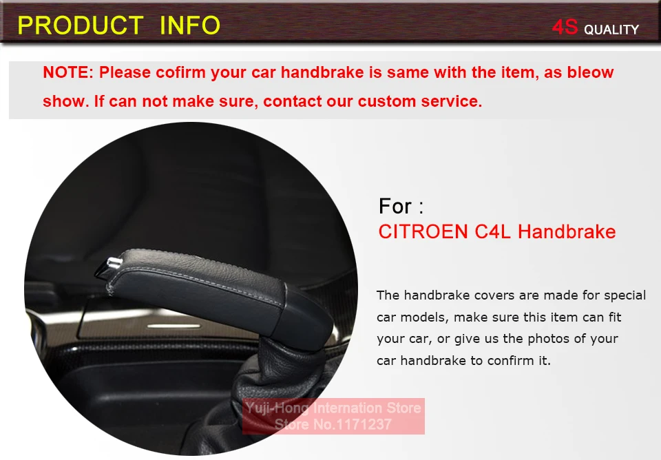 Yuji-Hong автомобильный чехол для ручного тормоза для Citroen C4L, авто чехол из натуральной кожи, автомобильный Стайлинг, ручки ручного тормоза, черная/Красная Нить