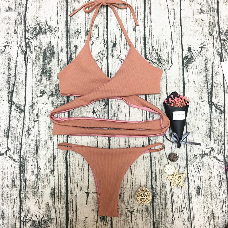 Womens Sexy Summer Padded Push-up Bikini Set Bandage Lace Up Beach Swimsuit Bathing Suit Swimwear Beachwear Tankini Monokini | Спорт и