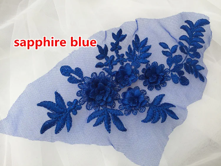sapphire blue 3 пары детских носков на 6 штук бусы ручной работы 3D свадебное платье аппликация «сделай сам» головной убор невесты слоновая кость белый кружевной воротник аппликация для ткани RS1167 - Цвет: sapphire blue