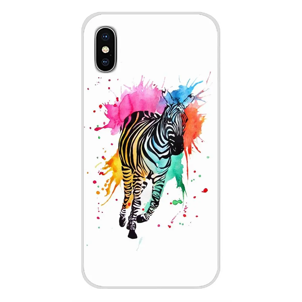 Чехлы для мобильного телефона с радужной зеброй единорогом Apple iPhone X XR XS MAX 4 4S 5 5S 5C