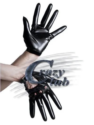 

100% pure natural Latex Gloves Fetish Latex Fetish Curly latex gloves with holes short free shipping fast delivery