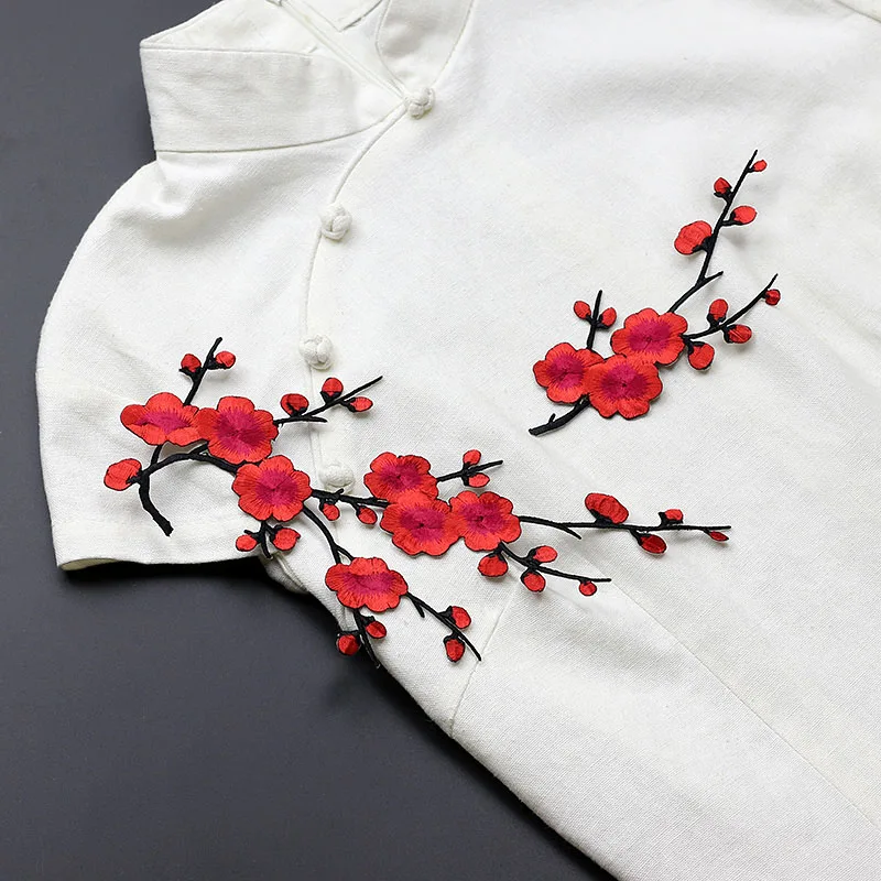 Сливовый цветок для вышивки 1 шт. вышитый патчи творчества железные одежды клей