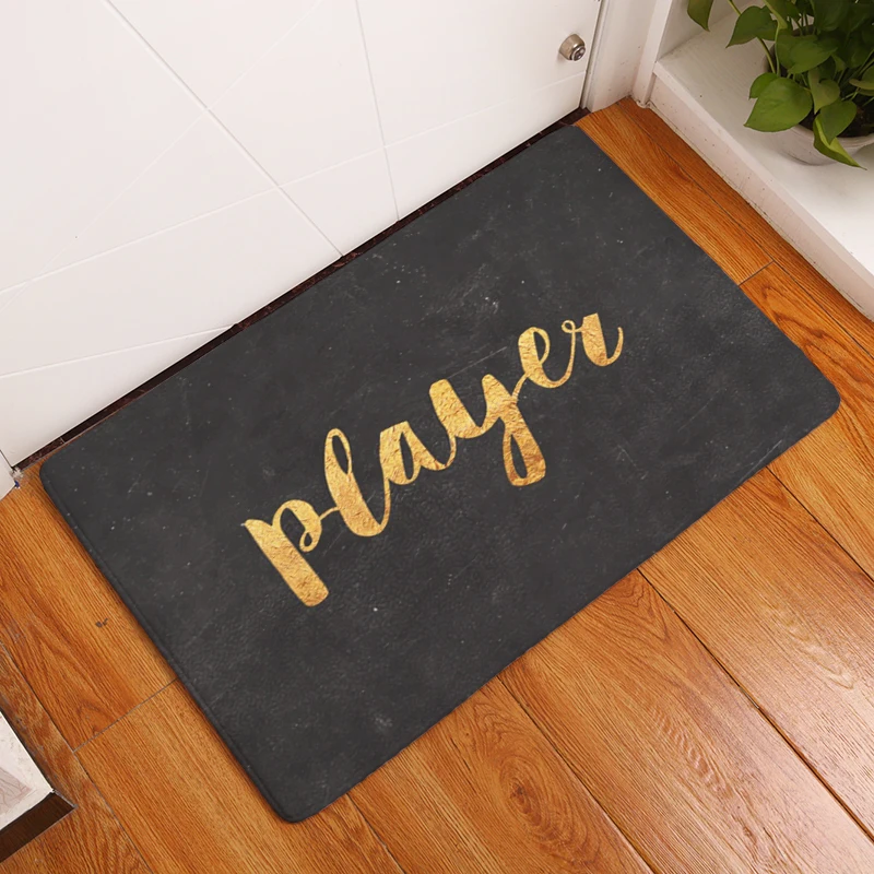 Современный стиль Черный Принт с буквами ковры Противоскользящие коврики для