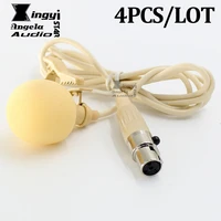 4pcs beige xlr 4 pin ta4f tie clip lapel microphone condenser lavalier mic mike for shure karaoke wireless bodypack transmitter