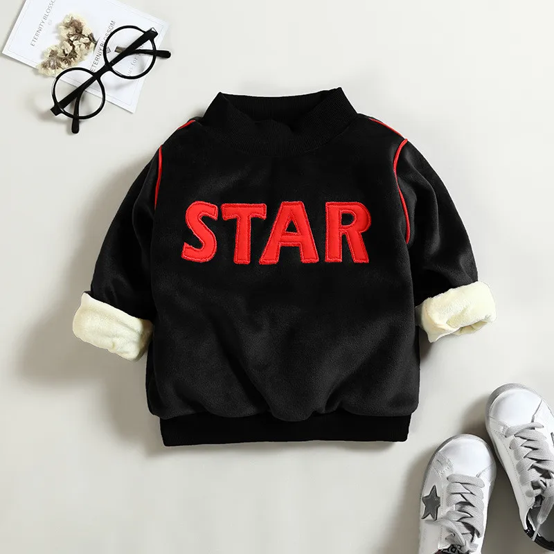 Толстовка для мальчиков BibiCola теплая зимняя одежда вельветовый свитер с принтом в