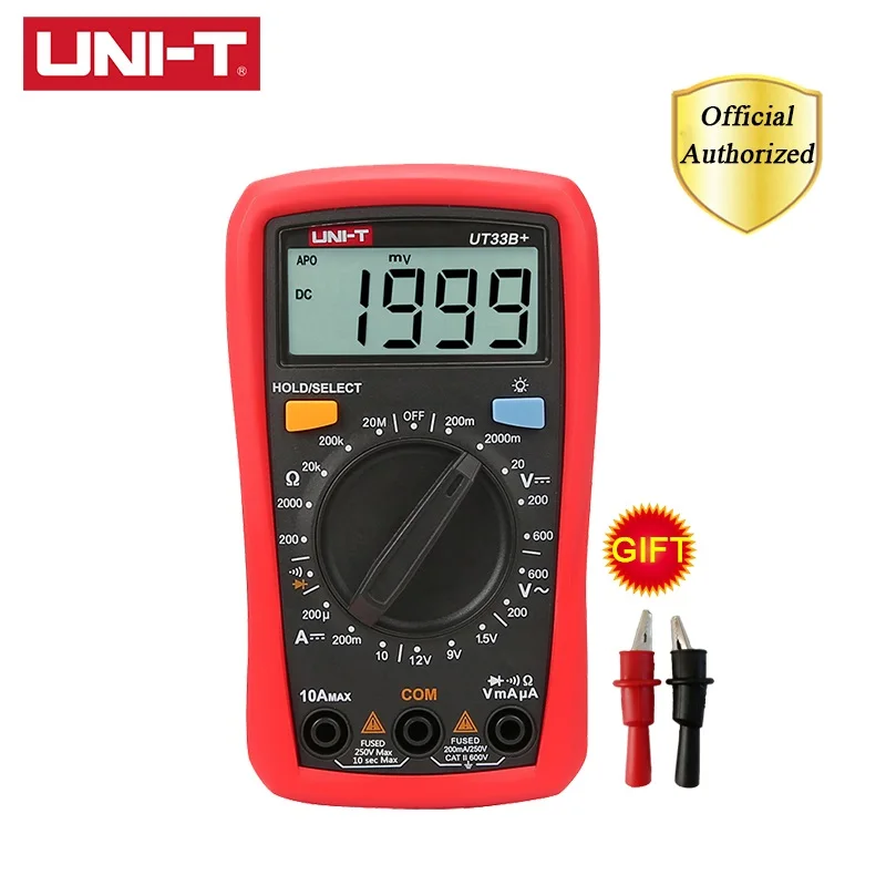 UT33B(PLUS) UNI-T UT33A+ UT33B+ UT33C+ UT33D+ цифровой мультиметр AC DC Ток Сопротивление+ 2mF емкость NCV тестер с ЖК-подсветкой - Цвет: UT33B(PLUS)