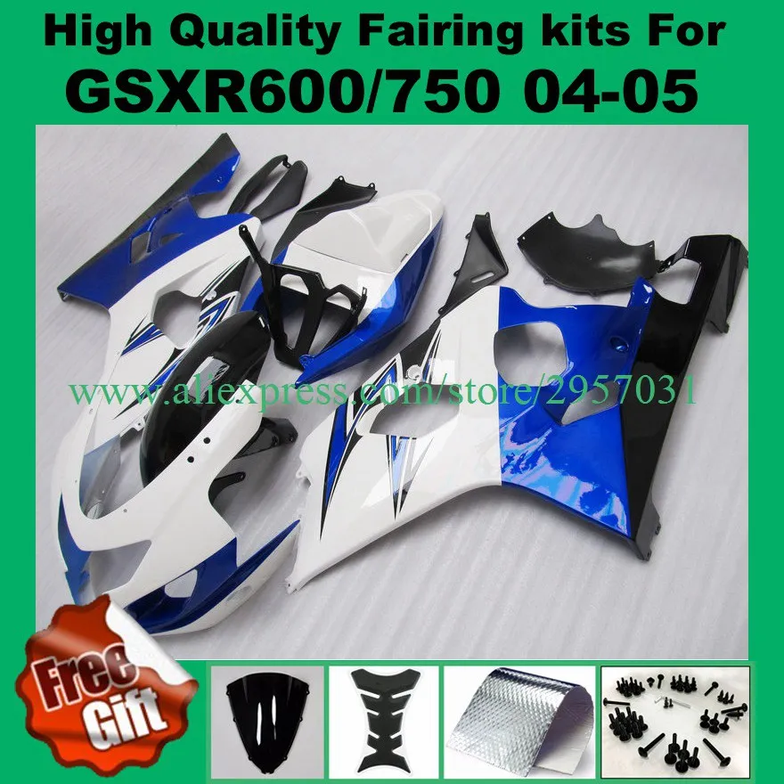 

Injection Fairings for SUZUKI GSXR600 GSXR750 2004 2005 GSX-R600 GSX-R750 04 05 K4 K5 #BL55-W7C fairing kits blue white black
