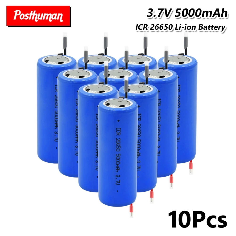 26650 литиевая батарея 3,7 V 5000mAh перезаряжаемая электронная сигарета батареи высокоразрядный ток+ DIY Linie для фонарика