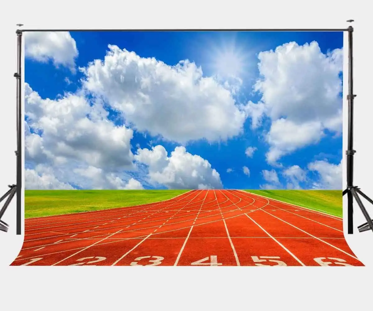 

150x220cm School Playground Backdrop Sunny Day Running Track Photography Background Outdoor Shooting Props