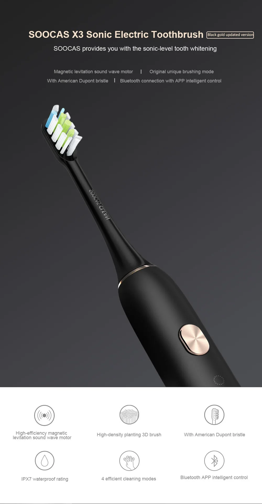 Xiaomi Soocare X3 Soocas Водонепроницаемая электрическая зубная щетка электрическая звуковая умная чистая Bluetooth Водонепроницаемая беспроводная зарядка