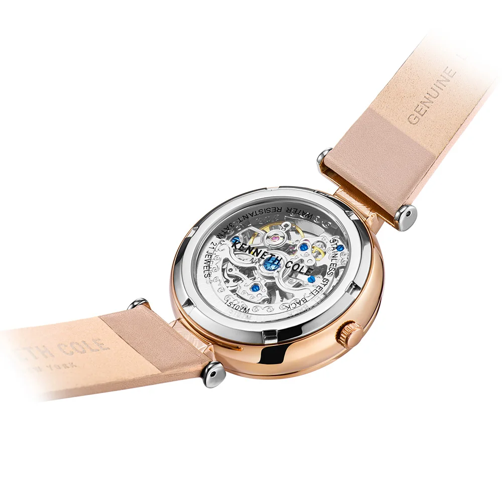 Kenneth Cole оригинальные женские часы автоматические механические Женские часы KC15107001 с кожаным ремешком цвета хаки белые роскошные Брендовые Часы