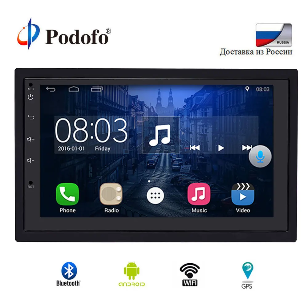 Podofo 2Din автомобильный радиоприемник gps навигация Авторадио Android 6 0 сенсорный экран