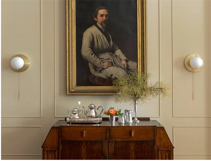 Настенные светильники креативные медные бра с рисунком планеты из стекла для