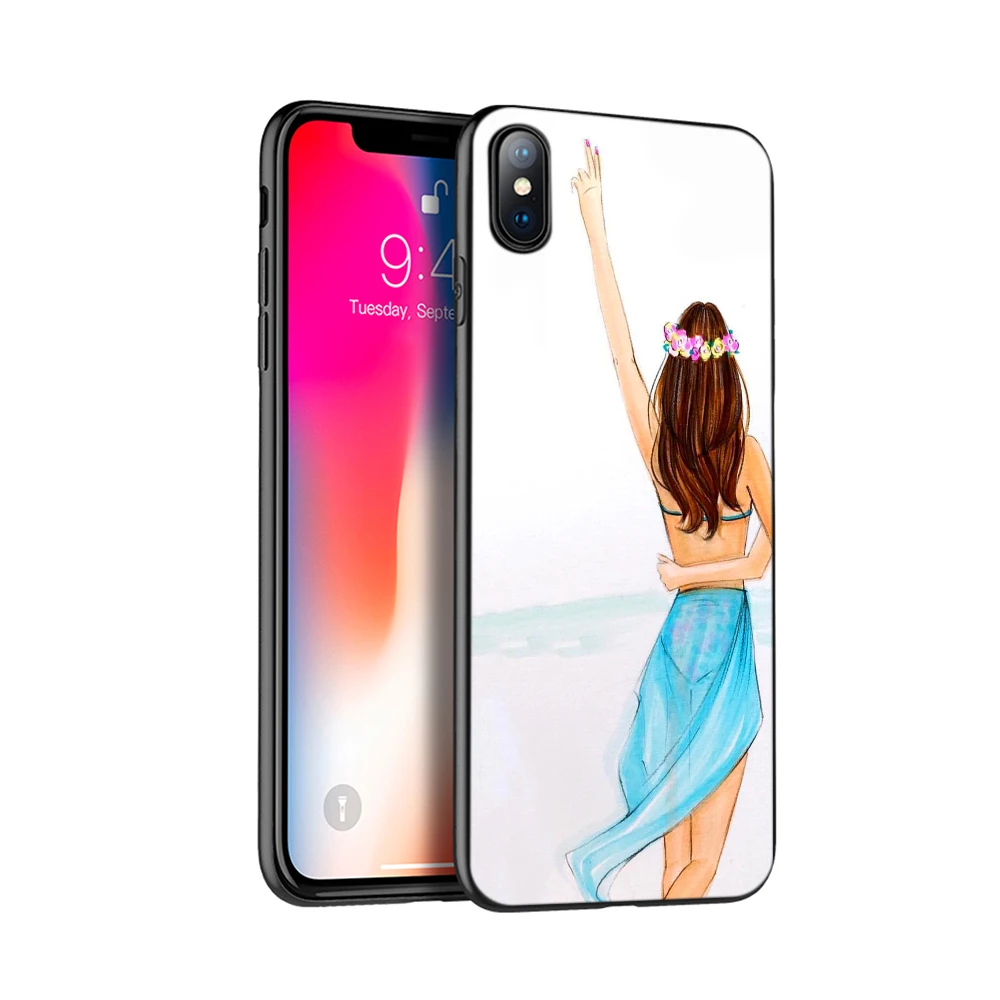 Чехол из ТПУ для iphone 5 черный чехол 6 6s 7 8 plus x 10 XR XS 11 pro MAX девочек брунет блондинка