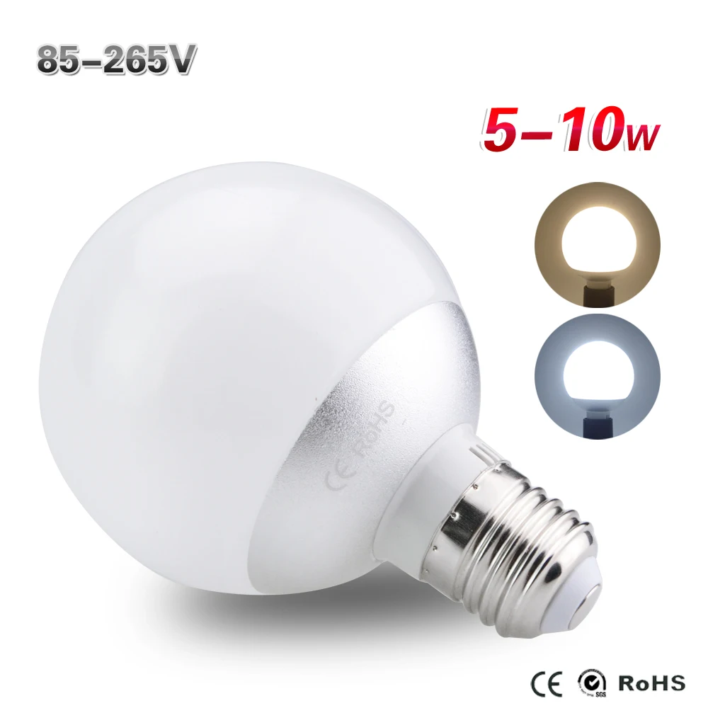 Светодиодная лампа E27 мощность 5 Вт 6 8 10 AC85 265V SMD5730 улучшенный чип 360 градусов