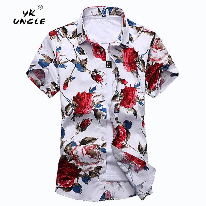 Брендовая мужская Гавайская Цветочная рубашка YK ся повседневная пляжная с