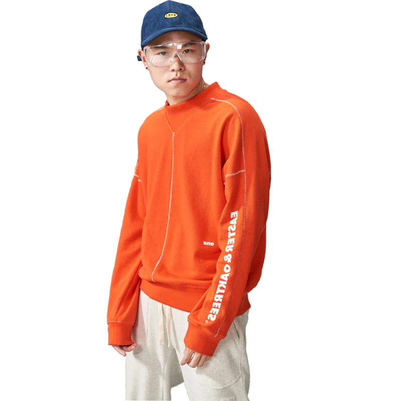Мужская толстовка Sprintg Осенний пуловер с воротником в стиле хип-поп оранжевые