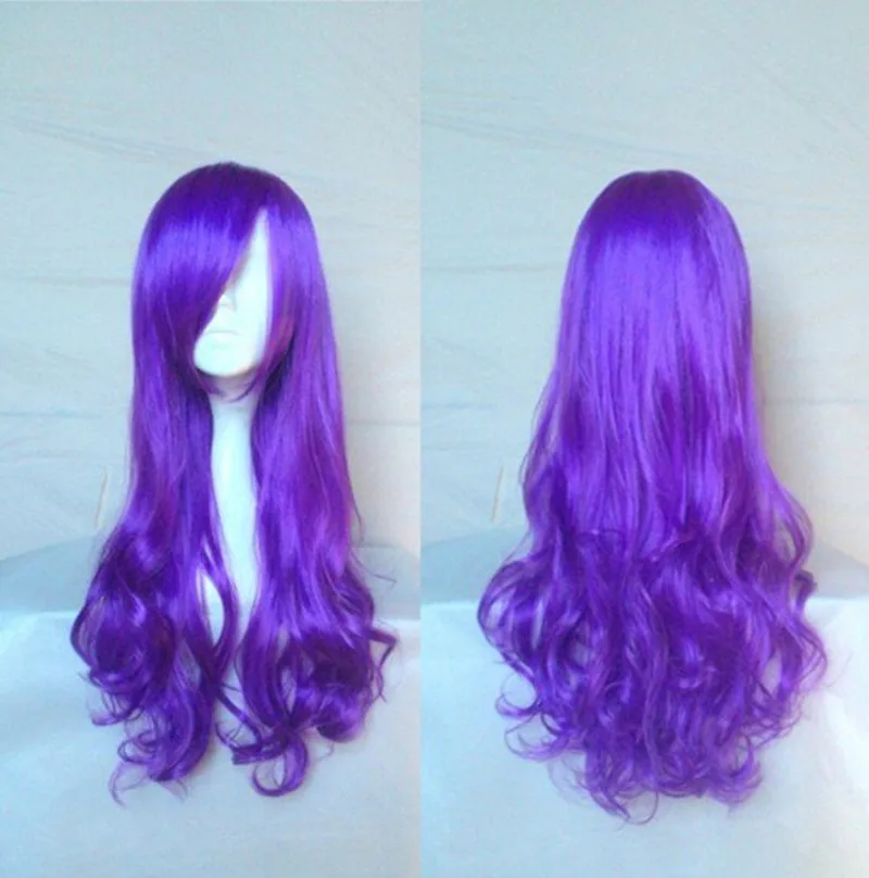 dark purple HAIRJOY синтетические волосы на молнии 70 см длинные волнистые Harajuku Лолита косплей парик 18 цветов - Цвет: dark purple