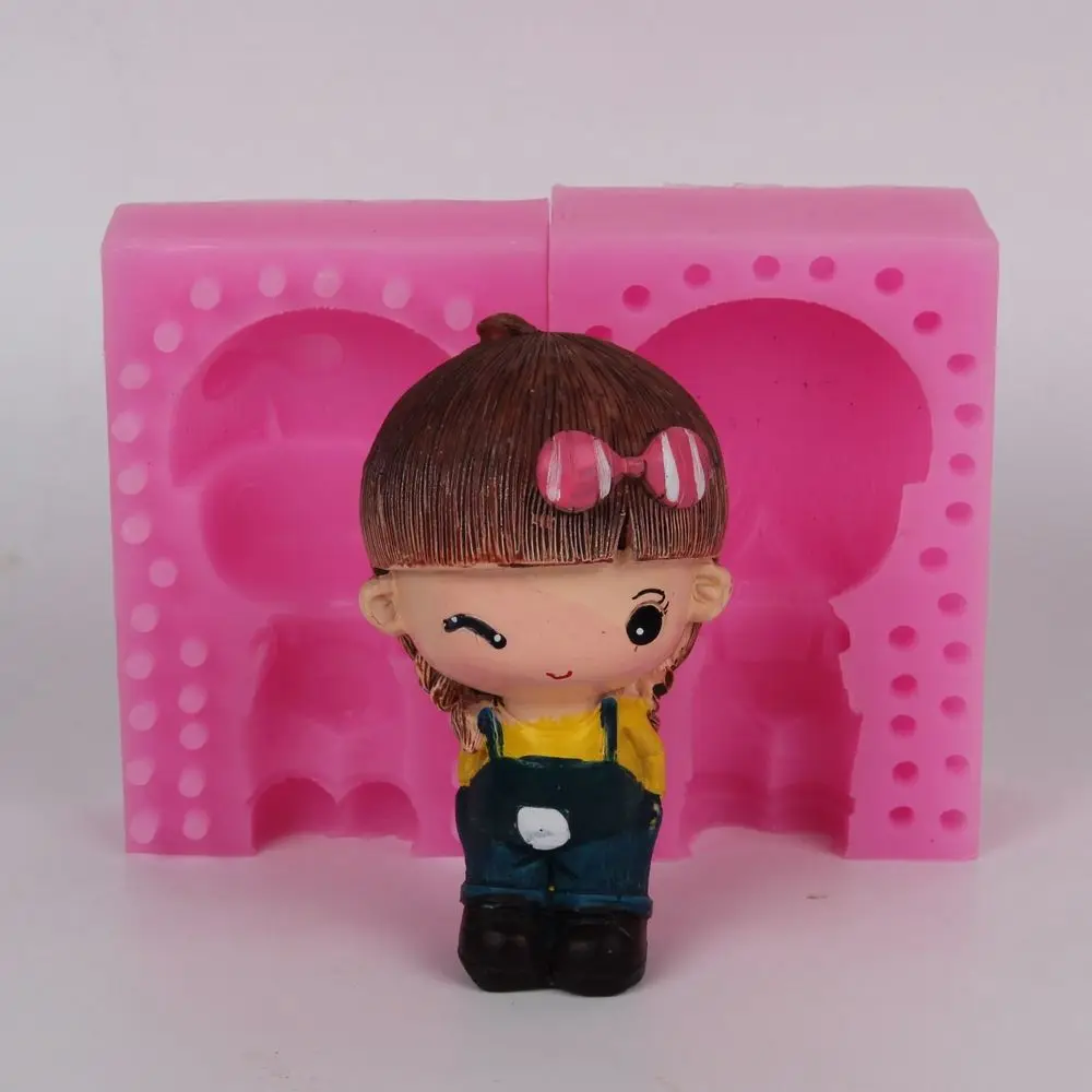 

Высококачественная силиконовая форма 3D Kawaii для девочек, ручная работа, глиняная штукатурка из смолы, декоративная форма для рукоделия, инст...