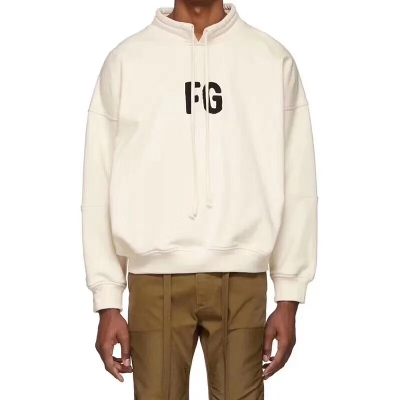 QoolXCWear high street хлопковые Толстовки FG вышивка свободная версия стоячий воротник шнурок Толстовка Мужская/Женская толстовка