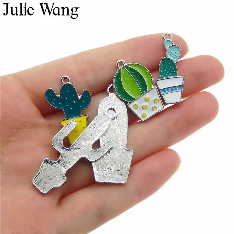 Julie Wang 5 шт. смешанные эмалированные зеленые растения в горшке Кактус белый K