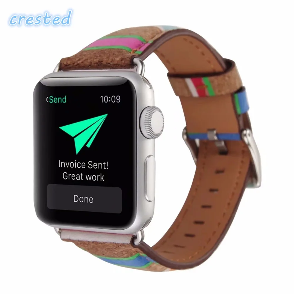 Кожаный ремешок для часов apple watch 5 42 мм 38 44 40 iwatch serise 3 2 1 винтажные народные