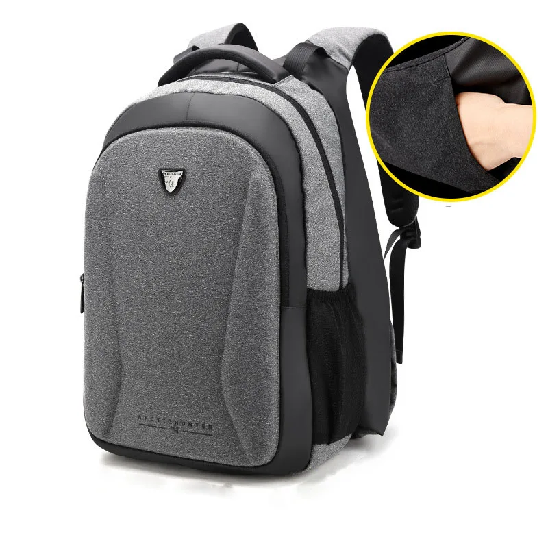 ARCTIC HUNTER, 15,6 дюймов, водонепроницаемая, USB, для ноутбука, мужская сумка, спортивная, для путешествий, с подогревом, мужской рюкзак для ноутбука, для мальчиков, школьный ранец - Цвет: Темно-серый