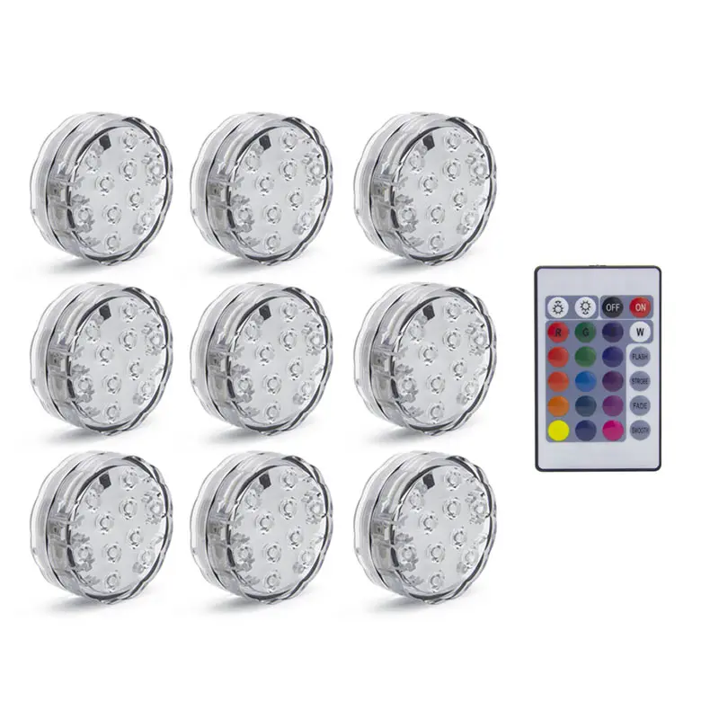 1 control 9 lghts 10 светодиодный RGB погружной светильник с дистанционным управлением, на батарейках, подводный Ночной светильник, напольная ваза, чаша, садовые вечерние украшения - Испускаемый цвет: 1 control 9 lghts