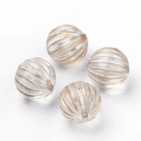 pandahall 1030pcs 10mm12mm14mm clear corrugated round plating transparent acrylic beads golden metal enlaced spacer bead
