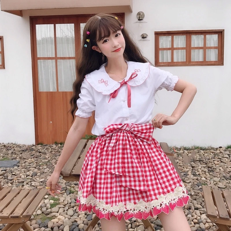 Мягкие японские игрушки Лолита Kawaii Короткая юбка для девочек подростков Винтаж