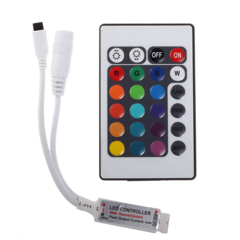 DC12V безопасности Мини 24key пульт дистанционного управления IR RGB/RGBW Светодиодные ленты контроллер с 24 кнопками для SMD 3528 5050 5630 3014 Светодиодные ленты света