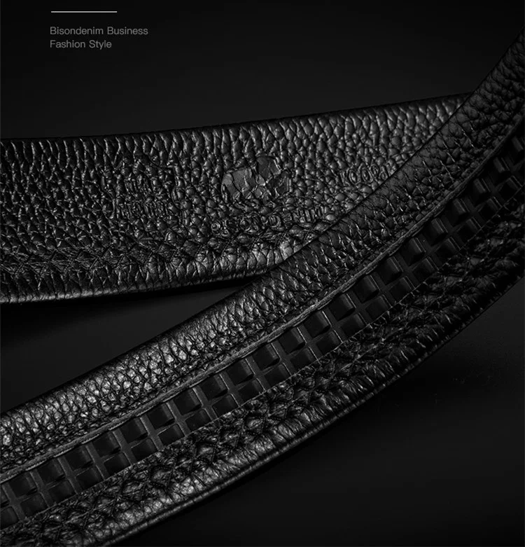 BISON DENIM Роскошные деловые мужские автоматические ремни модные кожаные ремни повседневные автоматические пряжки дизайнерские мужские черные ремни N71434