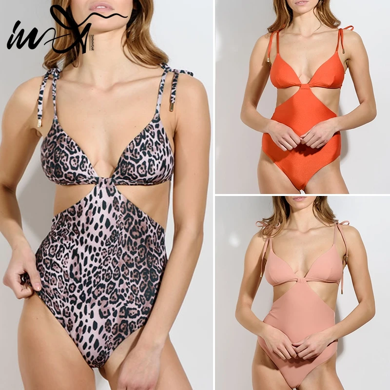 In-X Leopard бикини в винтажном стиле 2019 Пуш-Ап купальный костюм женский струнный