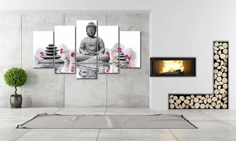 Unframed Print orchid flower buddha Painting On Canvas Art picture For Living room wall decor Home art | Дом и сад