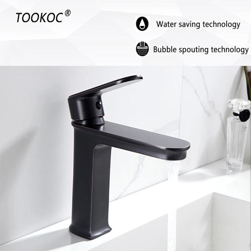 TOOKOC раковина черные краны одной ручкой холодной и горячей смесителя Ванная