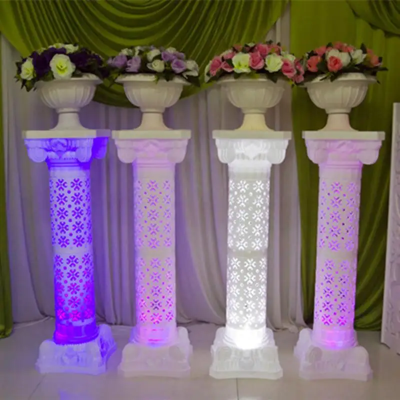 

Hollow Design Wedding Decoration Luminous Roman Column Road Lead Shiny LED Pillar For Party Stage Shooting Props Supplies