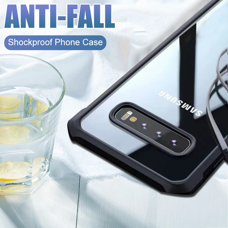 Luxury Shockproof Airbag Bumper Case On The For Samsung Galaxy S10 S8 S9 Plus S10e Protective Note 8 9 Silicone Glass |