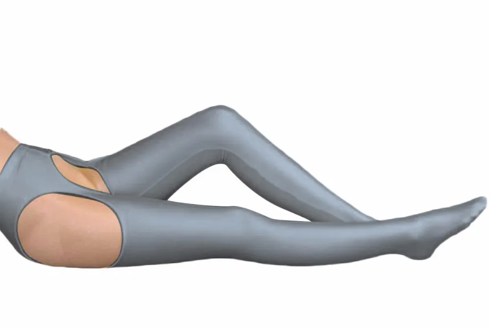 Темно серая кожа спандекс женский облегающий пояс сексуальный зентай чулки