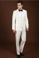 2017 hot sale men suits slim fit custom made groom tuxedos white gun collar wedding groomsman suits bridegroom blazer