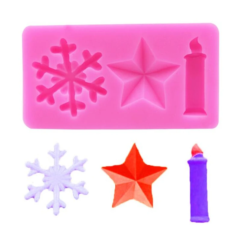 Рождественский снежинка Свеча & Star Форма силиконовая форма для выпечки в форме