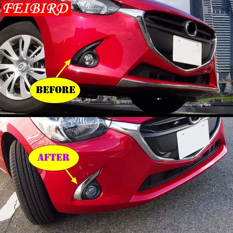 Авто аксессуары для Mazda 2 Demio передние противотуманные фары лампа кольцо+ передних+ ВЕКО для бровей накладка
