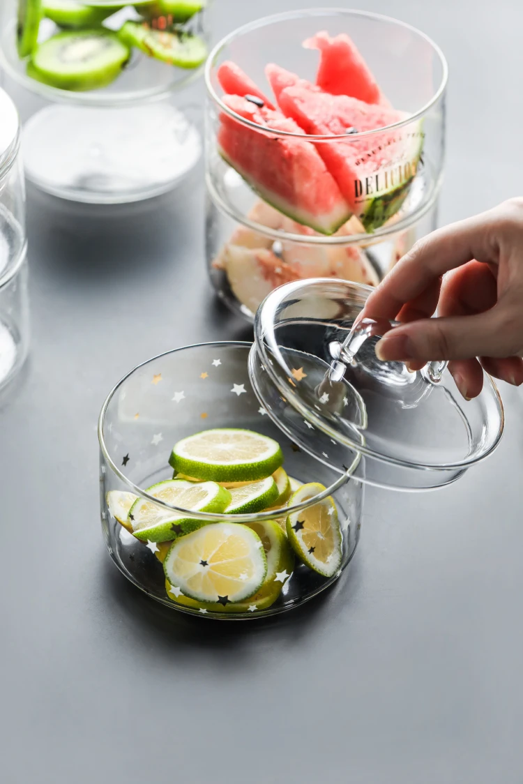 INS скандинавские креативные штабелируемые стеклянные чаши Фламинго конфеты банка хранилище для мороженого банки домашняя прозрачная крышка милый фруктовый салатник