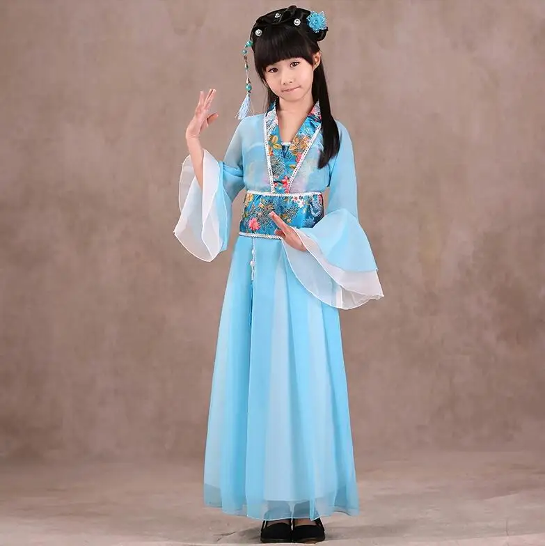 1 Древний китайский традиционный Национальный костюм для девочек розовое платье