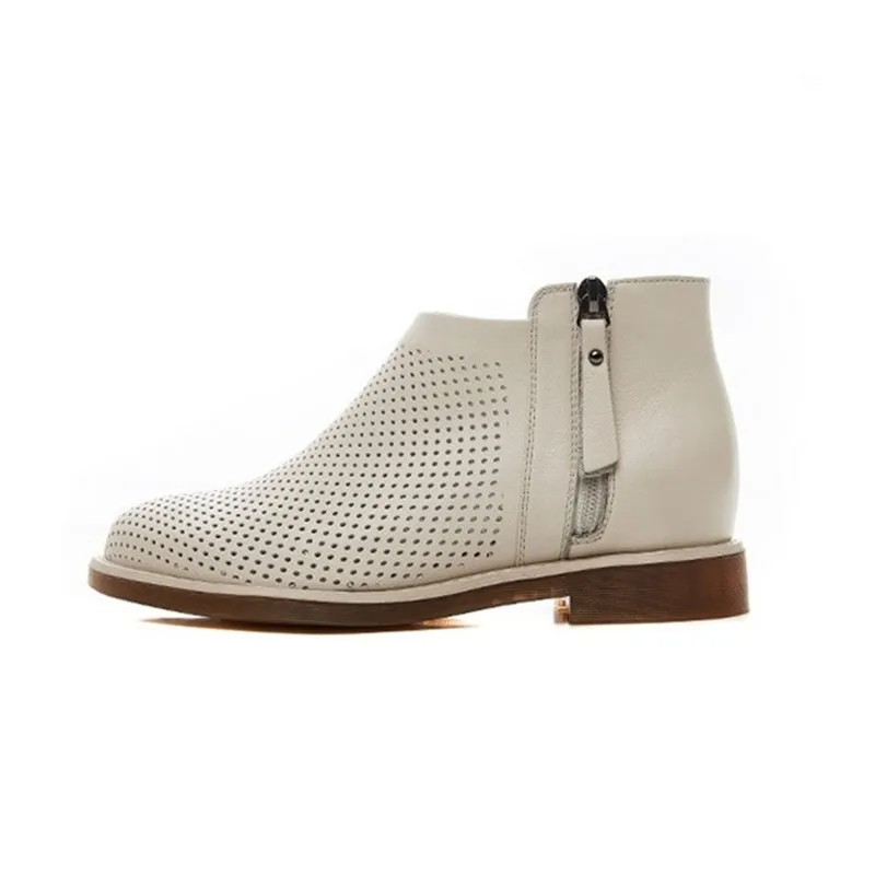 DRFARGO/летние женские сапоги из натуральной кожи на низком квадратном каблуке