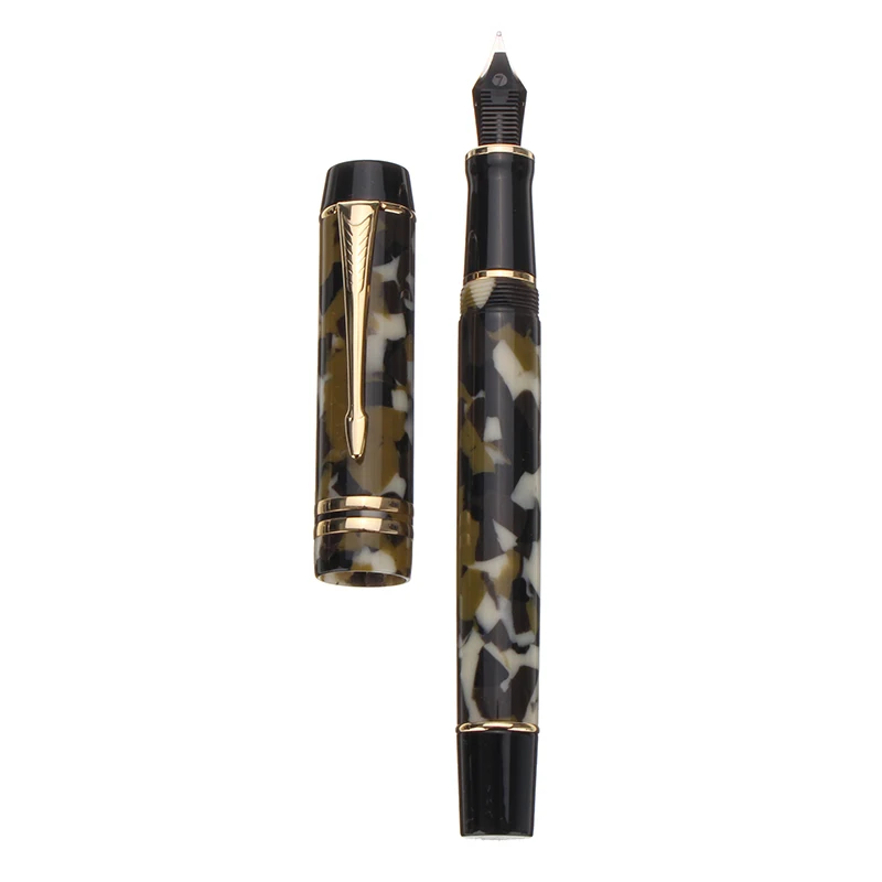 Зеленый Moonman M600s Acrylic Fountain Pen Gold Fine Nib Fashion Gift Writing Ink Pen with Gift Box Set For Business Office Student - Цвет: Зеленый