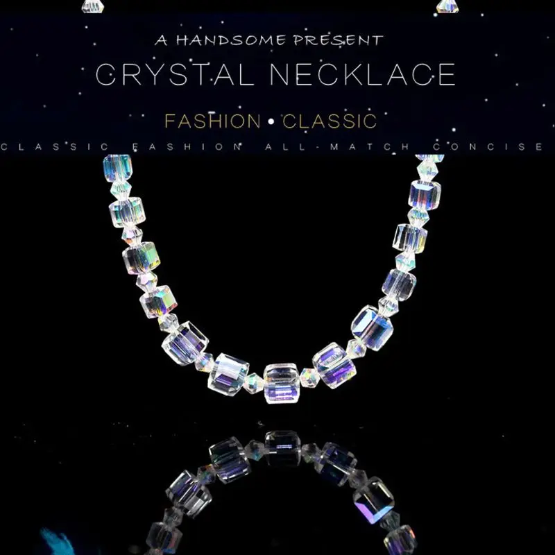 Женское Ожерелье с кристаллами Авроры элегантное Радужное ожерелье модные