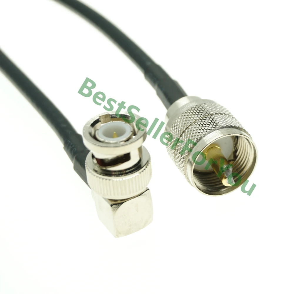 

UHF MALE PL-259 PL259 Plug to BNC male right angle jumper pigtail coax RG58 cable 15/30/50/100cm