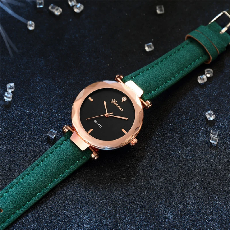 Женские модельные часы Geneva модные с кожаным ремешком женские Роскошные