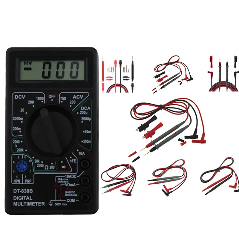 DT-830B Цифровой мультиметр Аллигатор Крокодил тестовые зажимы напряжение тестовые зажимы зонды мультиметр тест er метр зонд
