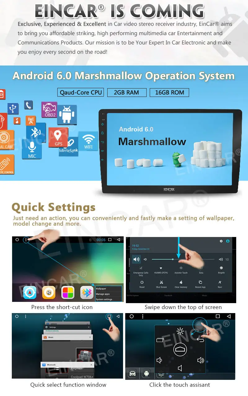 Android 6 0 Автомобильная магнитола автомобильная стерео в тире двойной din 2din 10 1 &quot